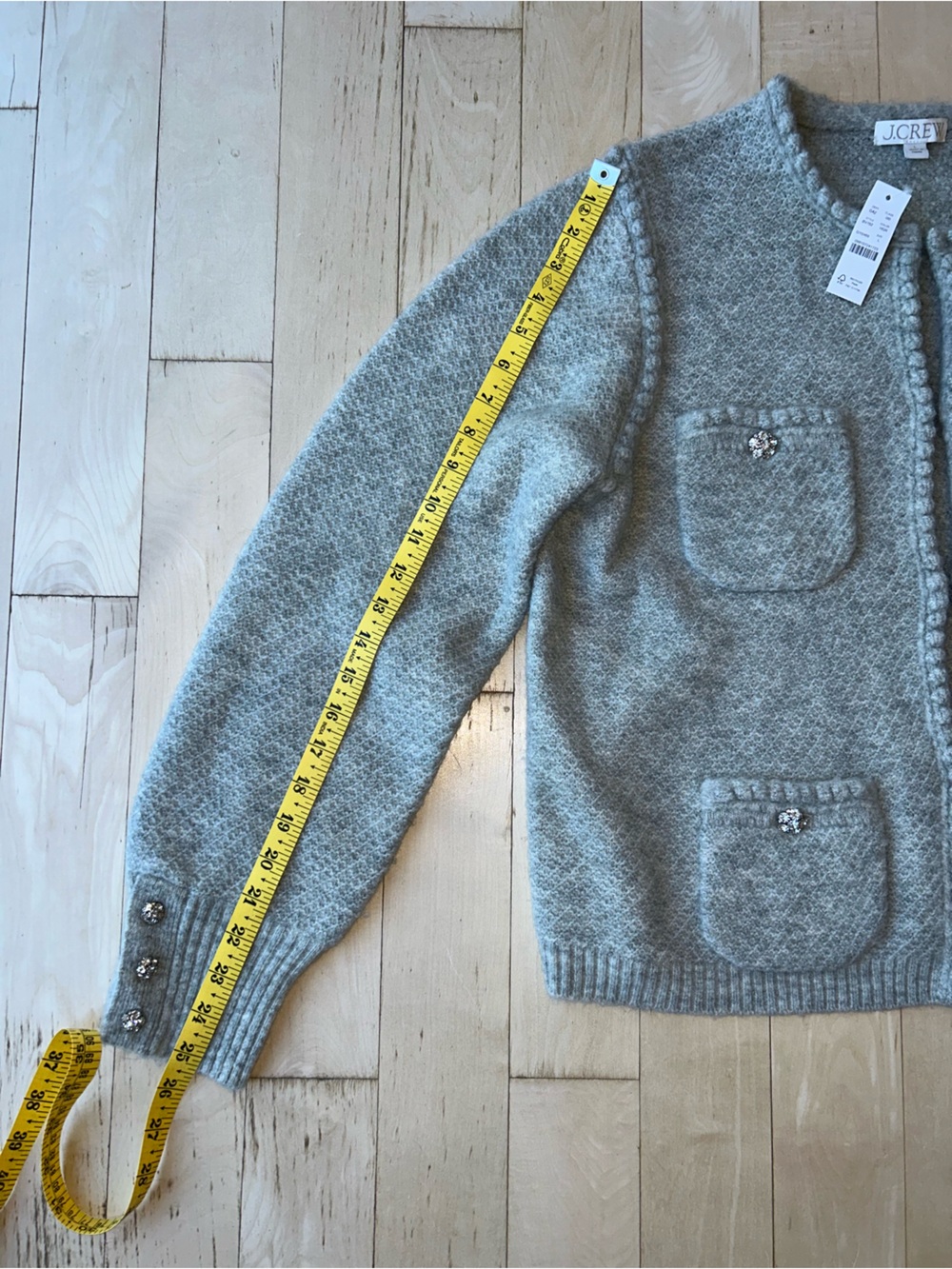 J.Crew Odette Sweater Lady Jacket with Jewel Buttons Heather Gray Size Large NWT - Picture 16 of 16